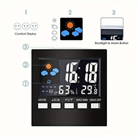Reloj Despertador Digital Electrónico Multifuncional con Control por Voz LED, Calendarios, Pronóstico del Tiempo, Temperatura Interior, Humedad