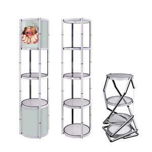 Hly Promotie Vierkante Ronde Opvouwbare Pop-Up Showcase Display Rekken Intrekbare Twist Toren Led Showcase Display Verlichting - Product Image 2