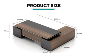 Escritorio de oficina Moderno Ejecutivo Ceo Escritorio en forma de L Panel de madera Estación de trabajo de oficina para directores de negocios y jefes Mesa de oficina - Product Image 3