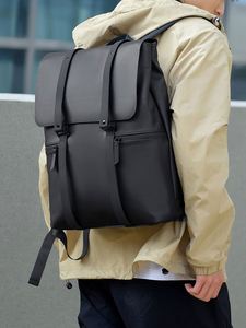 Custom Logo Men's Fashionable Laptop <b>Computer</b> <b>Backpack</b> Students PU Leather Waterproof <b>Backpack</b> for Business Extensible Travel - Product Image 5
