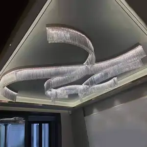 豪华门厅酒店水晶吸顶灯大型嵌入式矩形水晶吊灯，用于低天花板