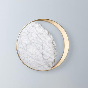 Lámpara de Pared LED Posmoderna para Pasillo, Mármol Natural en Forma de Luna, Cobre, para Hoteles, Iluminación Personalizada para Sala de Estar/Dormitorio - Product Image 3
