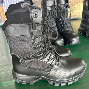 DSF153 Black Genuine Cow Leather High Top Duty <b>Boots</b> Men Long Tactical Training <b>Boots</b> Wear resistant Outdoor <b>Security</b> <b>Boots</b> - Product Image 4