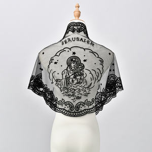 Châle Hijab Respirant pour Cérémonie Religieuse et Usage Quotidien Écharpe Triangulaire pour Femme avec Motif Brodé de la Vierge Marie <span class=keywords><strong>Catholique</strong></span> - Product Image 3