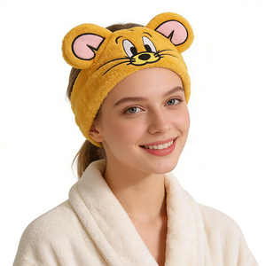 Linda Diadema Elástica de Franela de Terciopelo con Diseño de Gato y Ratón de Dibujos Animados, 26*18 cm, para Lavar la Cara, Maquillaje, Spa, Accesorios para el Cabello de Mujer - Product Image 1