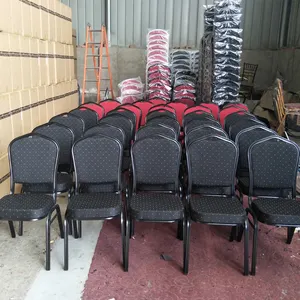 Wholesale Hotel Banquet Stacking Party Event Chair Metal Frame Fabric Seat Banquet Wedding Chairs