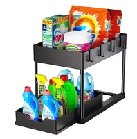 Étagère double coulissante 2 couches pour évier de cuisine Étagère d'armoire Étagère de rangement extractible pour toilettes Organisateur de rangement multifonctionnel