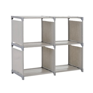 Morden style non-woven plastic 4 cubes storage book shelf bookcase