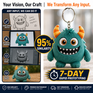 Llavero de peluche personalizado con diseño de monstruo y ojo bordado, fabricante de juguetes de peluche con diseño personalizado, juguete suave, OEM, ODM, logotipo de marca - Product Image 2