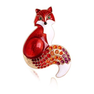 Broche Vintage Infantil de Raposa em Liga de Zinco Banhado a Ouro com Micro Inlay de Strass/Cristal, Joia Unissex para Presente - Product Image 6