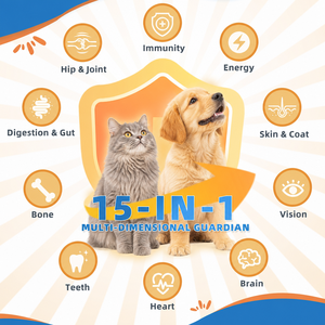 Multivitamínico en Polvo 15 en 1 para <span class=keywords><strong>Perros</strong></span> con Omega 3, Glucosamina y Probióticos para <span class=keywords><strong>Perros</strong></span> y Gatos de Todas las Edades, Refuerzo del Sistema Inmunológico, OEM - Product Image 2