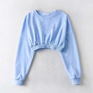 Venta al por mayor 100% algodón hombro caído Unisex gran tamaño cuello redondo bordado personalizado sólido hombro caído recortado Sudadera Mujer - Product Image 3