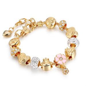 Novedad 2020, Popular, Superventas, Pulsera con Dijes <span class=keywords><strong>de</strong></span> Estrella y Corazón <span class=keywords><strong>de</strong></span> <span class=keywords><strong>Cristal</strong></span> <span class=keywords><strong>Austriaco</strong></span> y Oro <span class=keywords><strong>de</strong></span> 18k - Product Image 4