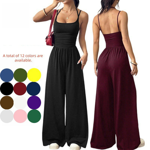 Mono de verano para mujer Channel Fashion 2026 con tirantes finos, de una pieza, pantalón ancho y holgado - Product Image 1