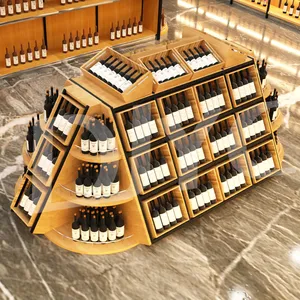 เรือแจวจัดแสดงทำจากไม้สำหรับวางไวน์ชั้นวางไวน์ชั้นวางไวน์แดงสำหรับร้านค้าปลีก
