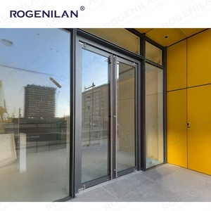 Portes battantes commerciales Rogenilan Shop Eingang en aluminium à double vitrage trempé pour extérieur KFC - Product Image 4