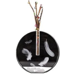 Jarrón de cristal redondo moderno <span class=keywords><strong>con</strong></span> diseño de <span class=keywords><strong>plumas</strong></span> para celebraciones de aniversario - Product Image 1