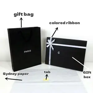 Sydney Paper Color Ribbon Gift Bags Tab Custom Print Paper Clamshell Book Shaped Rigid Cardboard Black Foldable Magnetic Box