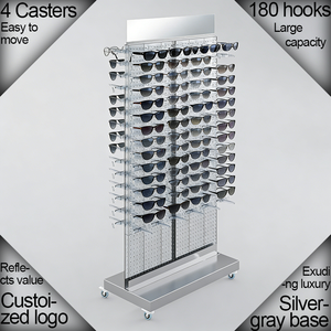 Support de présentation en acrylique transparent sur pied, grand et moderne, pour lunettes optiques, idéal pour magasin et mobilier de sol - Product Image 5