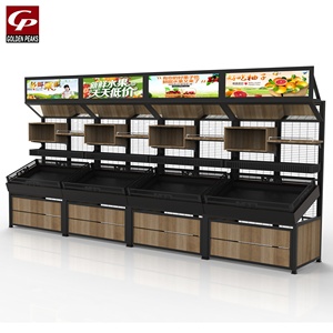Acier et présentoirs en bois pour fruits et légumes dans les supermarchés avec espaces publicitaires - Product Image 1