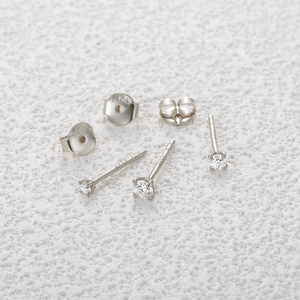 CANNER Juego de 3 Piezas de Aretes Clásicos con Incrustaciones de Moissanita de Cuatro Puntas, Estilo Simple y Moderno, 2/2.5/3mm, Plata S925 - Product Image 5