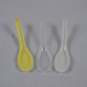 Disposable Plastic Soup <b>Spoon</b> 11Cm Thickened White Yellow Transparent Catering Takeout Use - Product Image 3