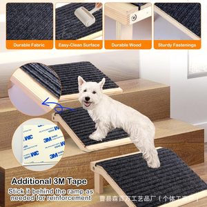 Rampa para mascotas de madera maciza, color natural, portátil, escaleras para perros de interior, para mascotas pequeñas, equipo de agilidad. - Product Image 5