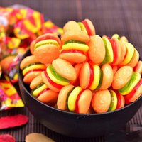 Vente en gros Burger aux fruits mélangés Bonbons délicieux hamburger Bonbons moelleux Bonbons
