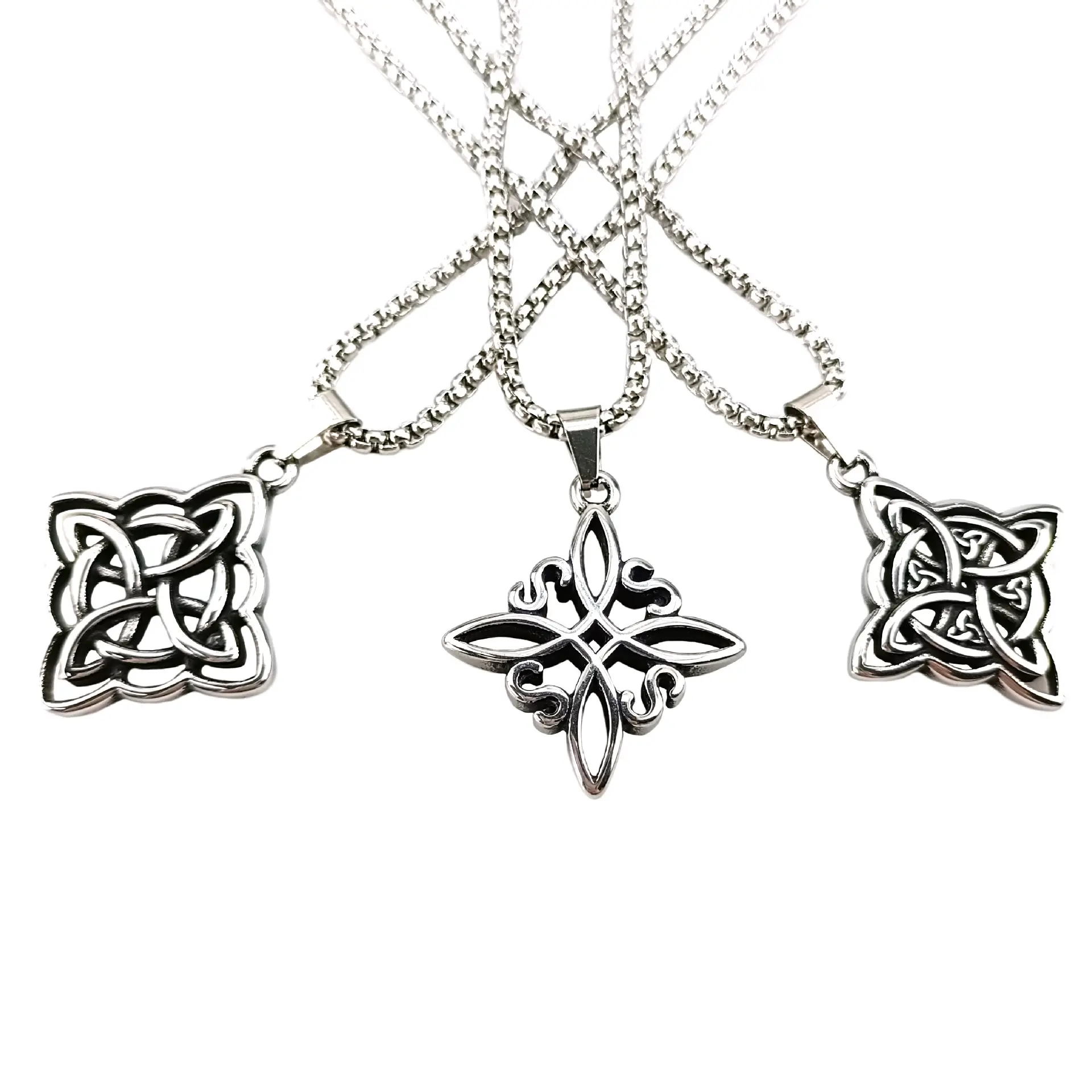 Fashion Border Celtic Jewelry Custom Stainless Steel Irish Celtic Knot Cross Pendant Necklace For Women Men