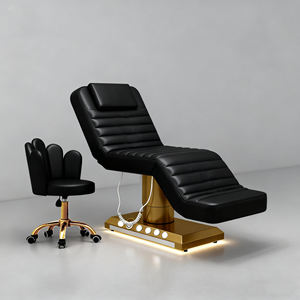 Lujosa cama de belleza eléctrica con Motor 3/4, silla de belleza eléctrica de acero inoxidable dorado, mesa de masaje <span class=keywords><strong>Facial</strong></span>, cama para SALÓN DE Hotel - Product Image 2
