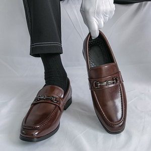 Men's PU Slip on Loafers Round Toe Formal <b>Dress</b> Shoes Breathable Waterproof Lightweight for Office Party - Product Image 1