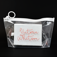 Sac en PVC transparent avec fermeture éclair rose, motif dessin animé mignon - Organisateur de voyage imperméable : trousse de maquillage portable, pochette pour passeport