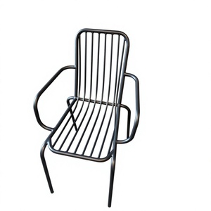 Silla de Jardín Metálica Minimalista, Muebles de Exterior con Estructura Resistente, Patas Cónicas, Acero con Recubrimiento en Polvo, Silla de Patio - Product Image 3