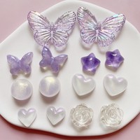Accessoires en résine Papillon violet géométrique semi-cercle pentagramme pour DIY, accessoires de chaussures faits à la main, breloques pour sabots