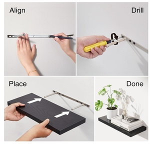 Gỗ <span class=keywords><strong>m</strong></span>ộc <span class=keywords><strong>m</strong></span>ạc Kệ nổi 22lbs Công suất treo tường <span class=keywords><strong>m</strong></span>àu đen cho phòng tắ<span class=keywords><strong>m</strong></span> phòng khách nhà <span class=keywords><strong>b</strong></span>ếp 15.7in Kích thước <span class=keywords><strong>b</strong></span>ộ 3 cho - Product Image 6