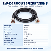 Câble coaxial UNISIN N Mâle vers N Mâle LMR400 RF 50 Ohm à perte ultra-faible pour antenne de tour cellulaire 4G LTE 5G Noir