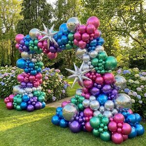 Kit de Guirnalda de Globos Metálicos Gruesos Ecológicos Multicolores para Fiestas Temáticas de los 80, Decoración Retro de Látex Neón - Product Image 4