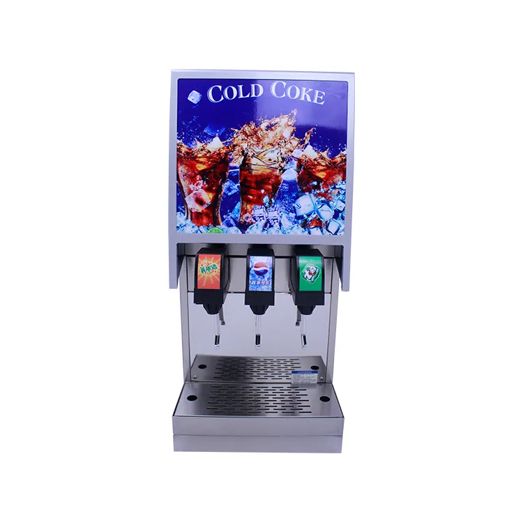 Dispensador de refrigerante comercial, máquina dispensadora de bebidas com 3 dispensadores de sabor