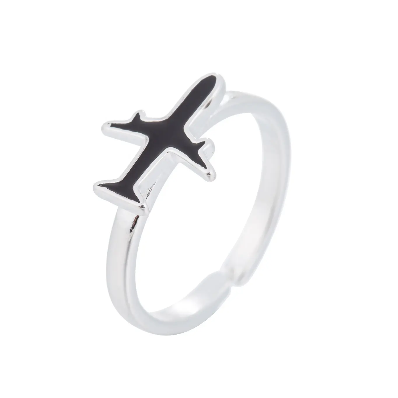 クラシック925スターリングシルバーシンプルな飛行機リングジュエリーオープニングための調節可能な女性のギフト指輪