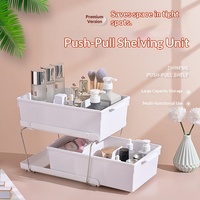 Étagère de rangement cosmétique double couche en plastique JX, mobile et sans installation requise, pour l'organisation de bureau et de coiffeuse