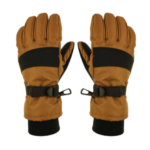 Gants de snowboard et de ski avec bande horizontale, boucle décorative, sangle, languette de traction et manchette extensible pour sports d'hiver et activités de plein air - Product Image 1