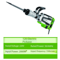 Marteau de démolition électrique Lauder Pick 120 2000W, diamètre de perforation 45 mm, 220V, briseur de béton
