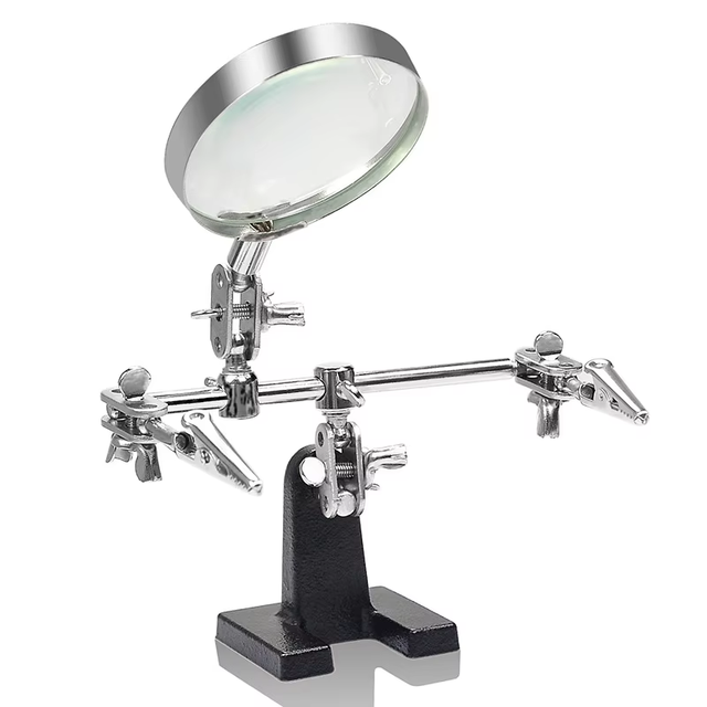 Soldering Iron Station Stand With Welding Magnifying Glass Clip Clamp Third Hand Helping Desktop Magnifier Soldering Repair Tool