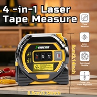 Mètre laser numérique professionnel 4-en-1, niveau à bulle vert, écran LCD rétroéclairé, outil commutable pied/pouce
