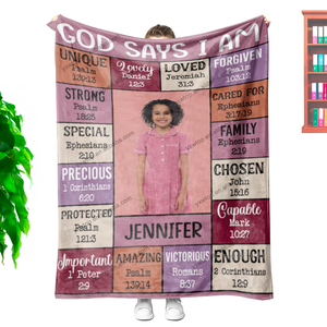 Manta polar de franela de microfibra personalizada con Dios inspirador dice que soy estilo Jacquard suave para sofá - Product Image 4