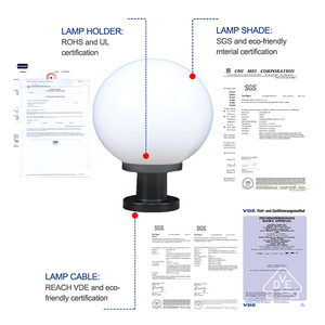 High Quality 250mm Ip44 Garden Waterproof Ball Shape Outdoor Pillar <strong>Post</strong> Led <strong>Fence</strong> <strong>Lights</strong> - Product Image 4