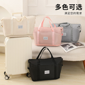 Bolsa de almacenamiento de viaje de 36-55L, resistente al agua, para viajes de ocio, unisex, color sólido, mango suave, parte inferior expandible - Product Image 3