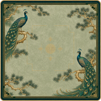 Tapis de Mahjong sur mesure de style Chinoiserie moderne, protection de table artistique florale et ornée d'oiseaux d'inspiration orientale pour le divertissement américain du Mahjong
