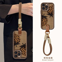 Coque de Téléphone Antichoc Tendance à Motif Léopard avec Cordon pour iPhone 16 15 14 13 12 11 Pro Max, Étuis pour Filles