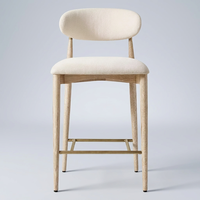 Prix direct usine Tabouret de bar et de comptoir en bois et tissu, sans accoudoirs, à pieds longs, pour chambres et petits balcons